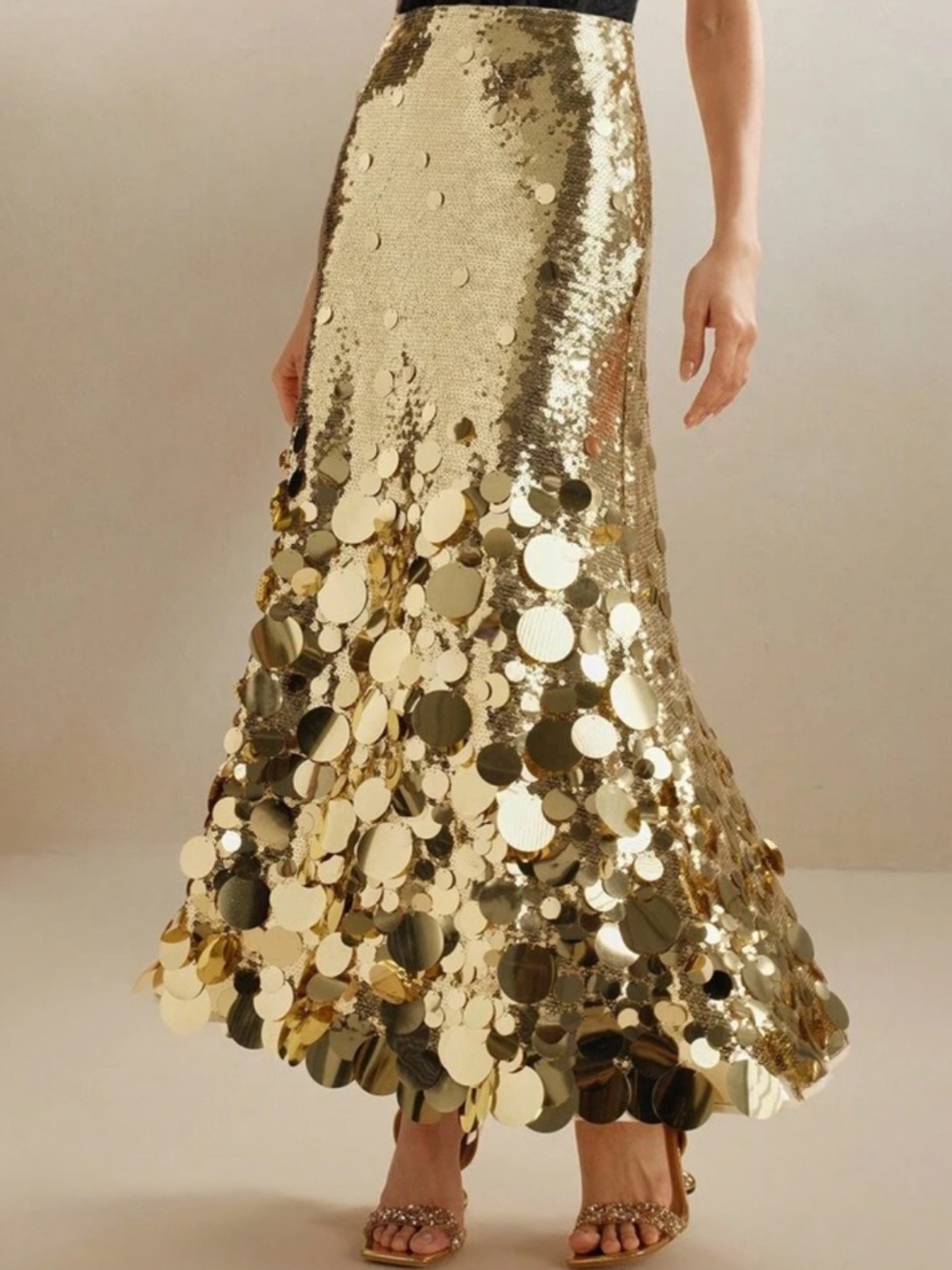 Gold Sequin fashionable - Elegant Metallic Party Skirt ,l - Picture 6 of 13